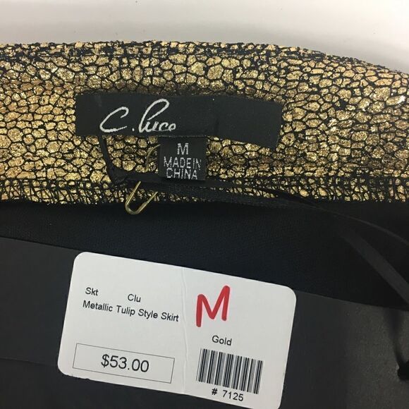 C. LUCE Gold Metallic Tulip Style Mini Skirt - Picture 3 of 6